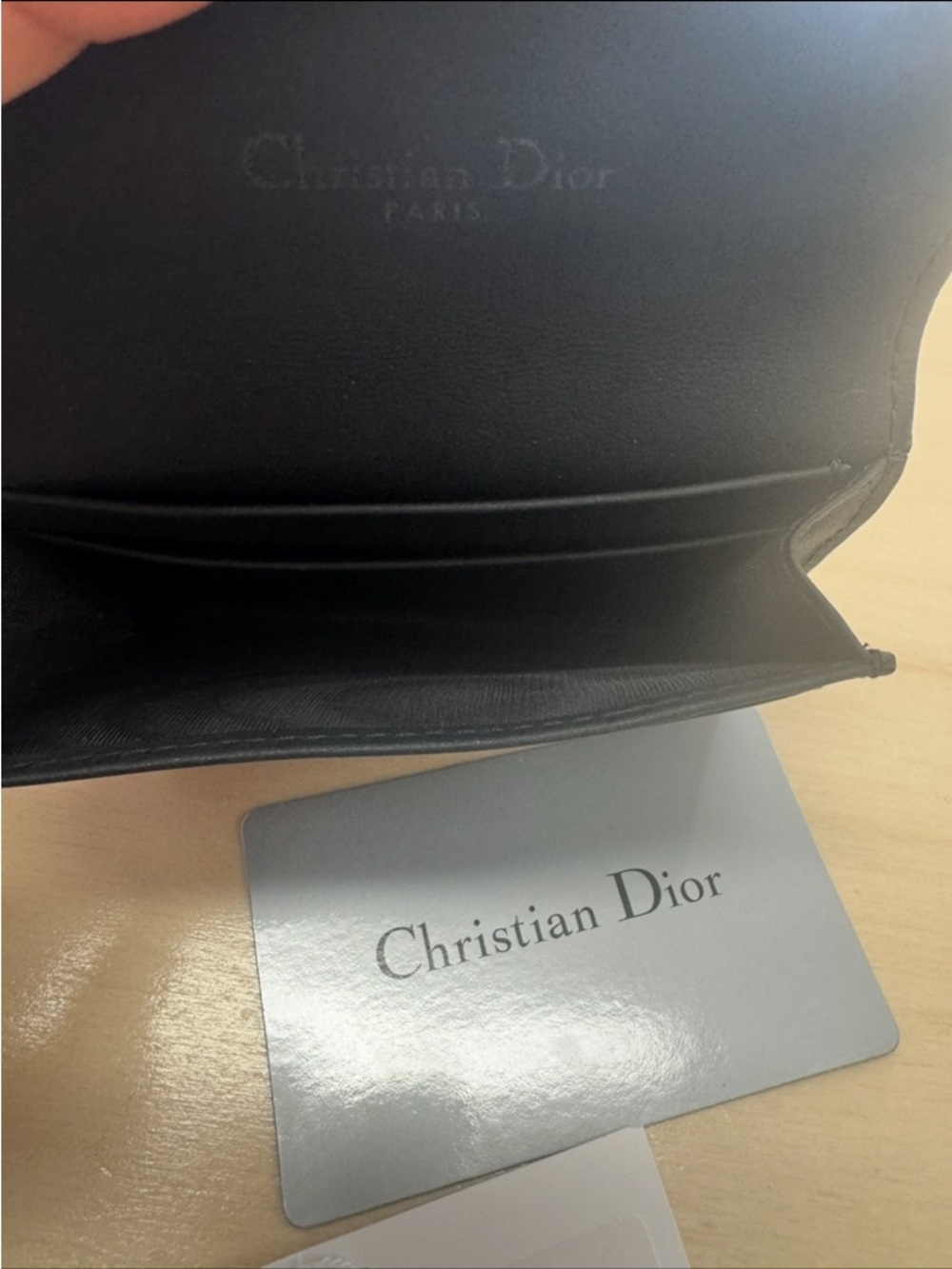 Dior Black Leather Card Holder with D Charm - Picture 6 of 7